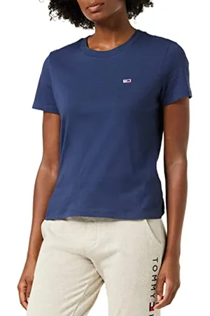 Tommy Hilfiger Tjw Regular Jersey C Neck Kurzarm Strickoberteile, Damen, (Twilight Navy), Xxs