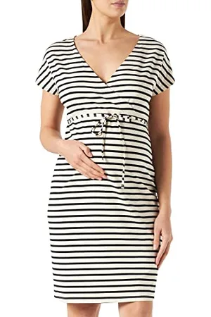 Noppies Maternity Damen Dress Nursing Short Sleeve Stripe Lantana Kleid, Black-P090, XL