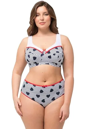 Ulla Popken Damen Relief-Bra, Stripes & Heart BH, , 115C