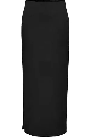 ONLY Damen Onlsally Hw Rib Maxi Slit Skirt PNT Rock, Black, 48
