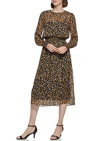 Tommy Hilfiger Damen Sintched Waist Midi Dress Kleid, , 40