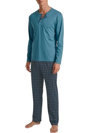 Calida Relax Choice Pyjama, lang Herren, aus 100% Supima-Baumwolle, mit stoffbezogenem Gummibund