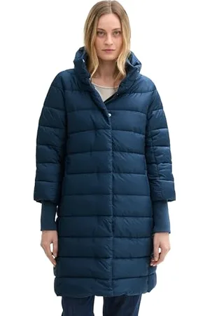 TOM TAILOR Damen 1042913 Lange Steppjacke mit Stehkragen, 26779-Nighttime Blue, 3XL