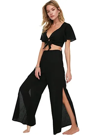 Trendyol Damen Leinen Strukturierte Tipps. Pants Classic, , 34