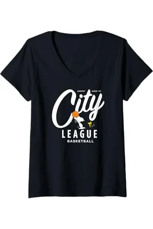 Peanuts Damen - City League Basketball T-Shirt mit V-Ausschnitt