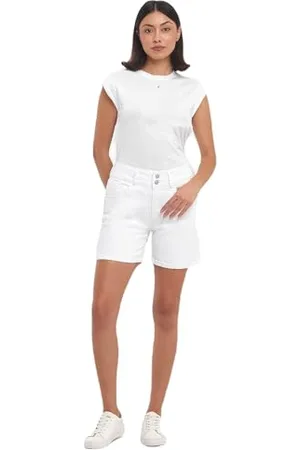 LTB Damen Jeansshorts Rosina - Bermudashorts mit Reißverschluss und mittlerer Taille hergestellt aus Einer Baumwollmischung - Größe L in der Farbe Weiß