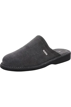 Rohde Herren Pantoffeln Leder Hausschuhe Treviso 6766, Größe:42 EU, Farbe:Grau