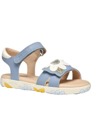 Geox J Haiti Girl Sandal, Lt Avio/White, 33 EU