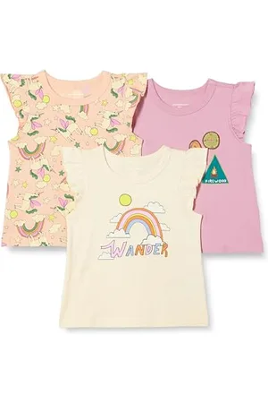 Amazon Mädchen Ärmelloses Rüschen-T-Shirt, 3er-Pack, , 11-12 Jahre