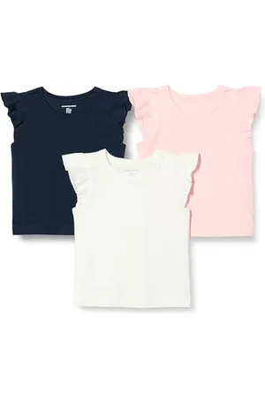 Amazon Mädchen Ärmelloses Rüschen-T-Shirt, 3er-Pack, , 5 Jahre