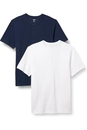 Amazon Herren Kurzärmliges Henley-Shirt aus Piqué mit schlanker Passform, 2er-Pack, , XL