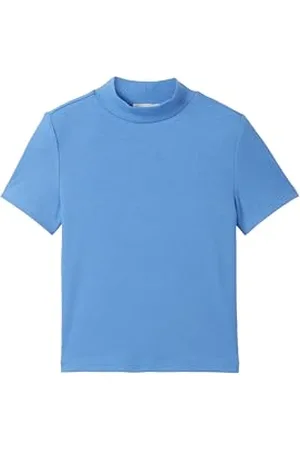 TOM TAILOR Mädchen Kinder Basic T-Shirt mit Rippstruktur & Stehkragen, , 140