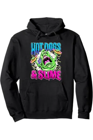 Ghostbusters Vintage Slimer Retro Hot Dogs & Slime Logo Pullover Hoodie