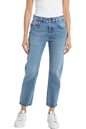 Replay Damen Jeans Maijke Straight-Fit Rose Label aus Comfort Denim, (Blau), 23W / 30L
