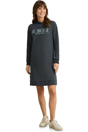 CECIL Damen B144399 Hoodie-Kleid mit Stickerei, , XXL