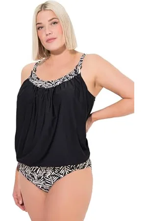 Ulla Popken Damen große Größen Übergrößen Plus Size Tankini, Enya, DG, Blätter