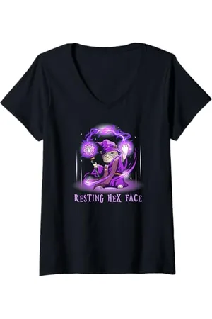 Grumpy Cat Damen Wizard - Ruhendes sechseckiges Gesicht T-Shirt mit V-Ausschnitt