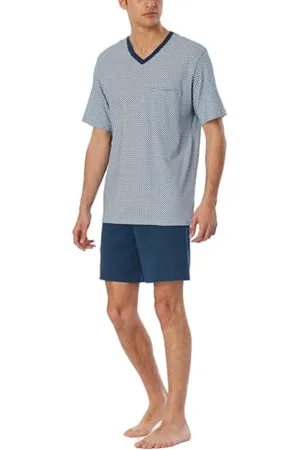 Schiesser Herren Schlafanzug kurz V-Ausschnitt-Comfort Nightwear Pyjamaset, , 48