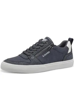 QS by s.Oliver Herren Sneaker flach mit Reißverschluss Low Top, Blau , 42 EU