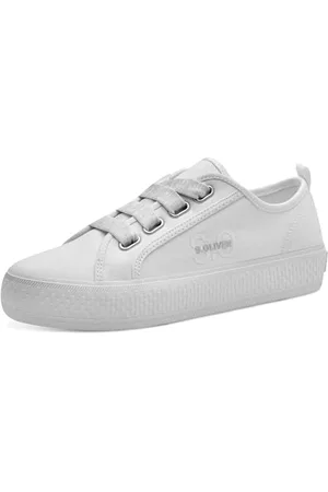 QS by s.Oliver Damen Plateau Sneaker mit Breiten Schnürsenkeln Low Top, (White), 40 EU