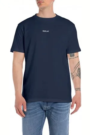 Replay Herren T-Shirt Kurzarm aus Baumwolle, (Blau), XS