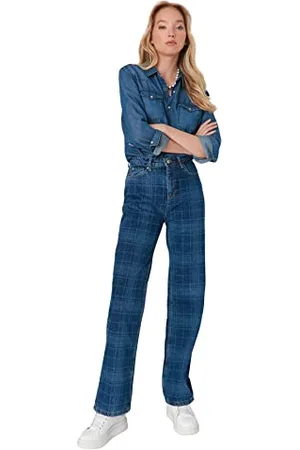Trendyol Damen Herren Young Hoher Bund Weites Bein der 90er Jeans, , 34 EU