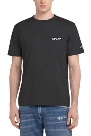 Replay Herren T-Shirt Kurzarm aus Baumwolle, (Schwarz), S
