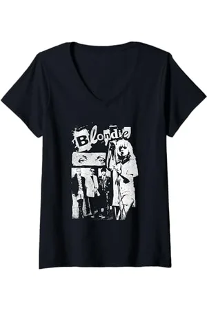 Blond Amsterdam Damen Punk Zine Collage Vintage Band T-Shirt mit V-Ausschnitt