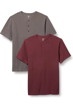 Amazon Herren Kurzärmliges Henley-Shirt aus Piqué mit schlanker Passform, 2er-Pack, , XL