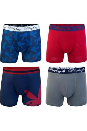Playboy Herren 4-Pack Everyday Athletic Boxer Briefs with Soft Brushed Fabric Sizes S, M, L & XL Retroshorts, 4er-Pack mit großem Bunny, Medium