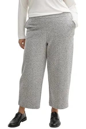 TOM TAILOR Damen 1045916 Culotte Hose, 36596-Grey Heringbone Boucle, 46W x 28L