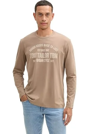TOM TAILOR Herren Basic Longsleeve mit Logoprint, , S