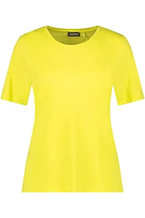 Taifun Damen Basic T-Shirt mit rundem Ausschnitt Kurzarm unifarben 34