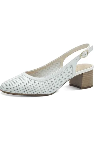 Tamaris Comfort Damen Slingpumps aus Leder Elegant, (White), 37 EU