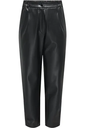 ONLY Damen Onlmynte Faux Leather Pants OTW Hose, Black, Small