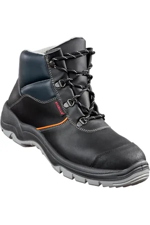 Stabilus Sicherheits-Herrenstiefel Kurt Mid S3 knöchelhoher rutschfester wasserabweisender Lederstiefel mit Stahlkappe (schwarz-orange, EU Schuhgrößensystem, Erwachsene, Herren, Numerisch, M, 42)