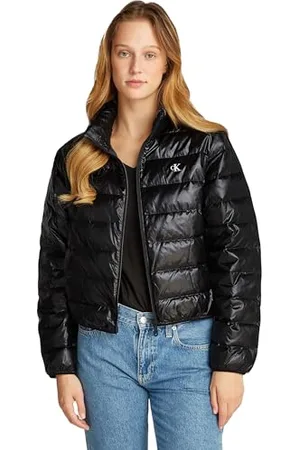 Calvin Klein Damen Pufferjacke Down Shine Glänzend, Schwarz , M