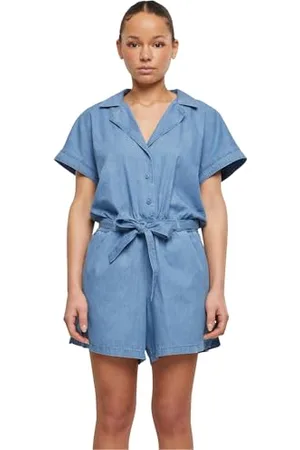 Urban classics Damen TB6837-Ladies Light Denim Resort Jumpsuit, , 5XL
