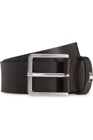 HUGO BOSS BOSS Herren Ther-Flag-E Sz35 Gürtel aus italienischem Leder mit Signature-Streifen-Detail an der Schlaufe Dunkelbraun 95