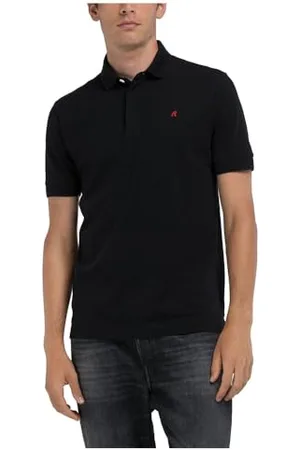 Replay Herren Poloshirt Kurzarm mit Knopfleiste, Schwarz (Black 098), XXL