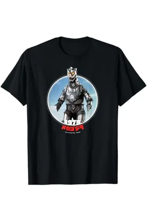 Godzilla Herren Unisex Kinder T-Shirt S Kurzarm Klassische Passform Crew-Ausschnitt Pull-On Doppelt genähter Saum Retro Cartoon T-Shirt Mecha 1975 Icons of Toho