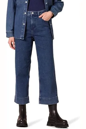 Amazon Damen Knöchellange Jeans mit normaler Passform, hohem Bund und weitem Bein, , 46