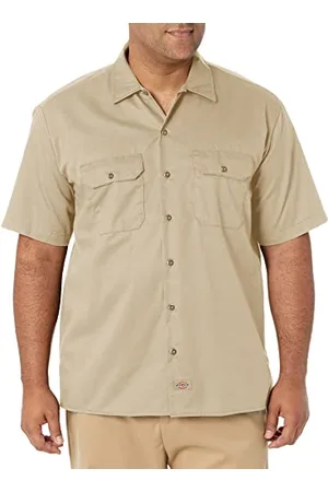 Dickies Herren Short-Sleeve Work Button-Down-Shirt, Khaki V1, 3X-Large Groß