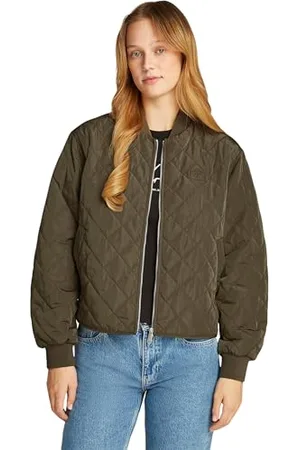 Calvin Klein Damen Bomberjacke Quilted Jacket Dünn, Grün , L