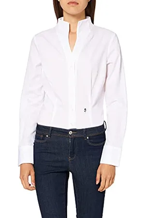 Seidensticker Damen City Langarm Slim Fit Kelchkragen Bügelfrei Bluse, , 34 EU
