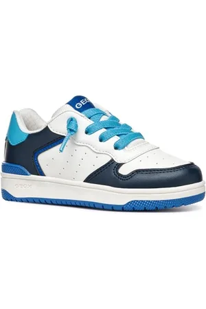 Geox J WASHIBA Boy B Sneaker, White/Azure, 32 EU