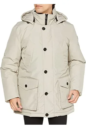 HUGO BOSS Herren Osiass Relaxed-Fit Parka aus Ottoman-Gewebe Hellgrau 54