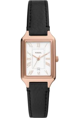 Fossil Damenuhr Raquel quarz/3-Zeiger datum Uhrwerk 23mm Gehäusegröße mit einem litehide™ Lederarmband ES5310, Schwarz