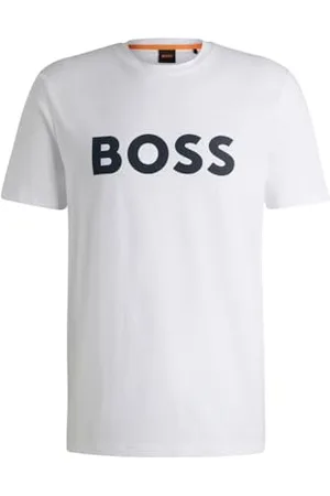 HUGO BOSS Herren Thinking 1 T-Shirt aus Baumwoll-Jersey mit gummiertem Logo-Print Weiß 4XL