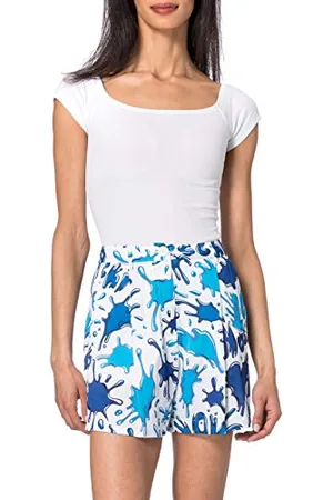 Moschino Womens Wide Allover Hearts and Splash Logo Print Casual Shorts, , 38